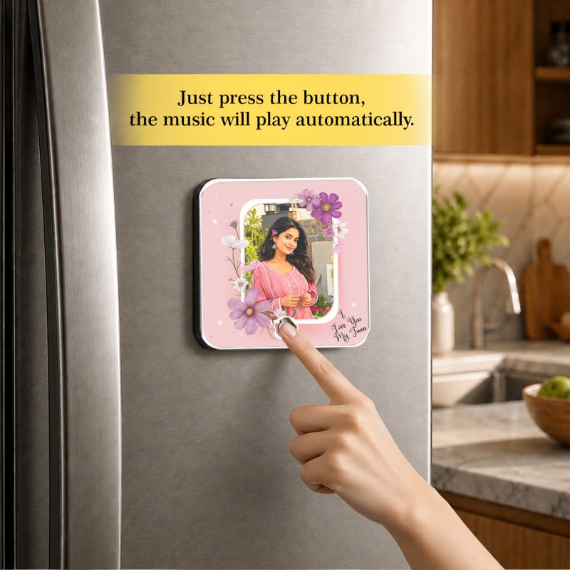 Personalized Musical Fridge Magnet Rechargeable Speaker with On/Off Button  Birthday Gift for Girlfriend, Daughter, Sister & Bestie  Memorable Gift Frame